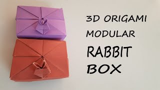 How To Make An Origami Modular Paper Rabbit Box With Lid | Step By Step Instructions - DIY | 3D