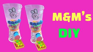 How to make Candy Dispenser from Paper Cup, Paper Craft Ideas with M&M's and Gumball, DIY