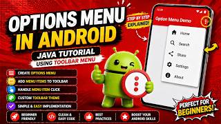 ANDROID - TOOLBAR OVERFLOW MENU / OPTIONS MENU TUTORIAL IN JAVA