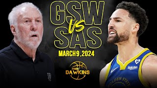 Golden State Warriors vs San Antonio Spurs Full Game Highlights | March 9, 2024 | FreeDawkins