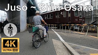 十三から新大阪を自転車で🚴🚴, Osaka Cycling View (4k Ultra HD 60 fps)