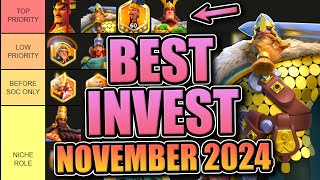 Legendary Investment Tier List [F2P & Low Spend -- Open Field] Rise of Kingdoms November 2024