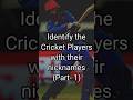 Identify the Cricket Players with their nicknames(Part- 1)