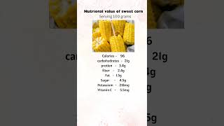 Nutritional value of sweet corn | serving 100 grams #shorts #health #trending #viralvideo