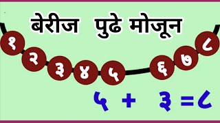 Berij pudhe mojun. बेरीज पुढे मोजून.इयत्ता पहिली. गणित मराठी माध्यम. मणी मोजून स्पष्टिकरण.