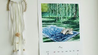 Acrylic painting Calendar Spring painting relaxing satisfying 아크릴화 달력만들기 봄그림