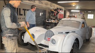 LOWERING THE BUGATTI ON THE GROUND AND PULLING IN DOUG'S 1967 JAGUAR 420G