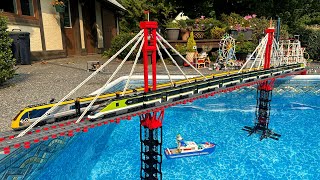 Lego Train Set Around the Pool - City and Cargo Trains