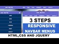 Responsive navigation Menus bar using HTM, CSS and Jquery
