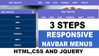 Responsive navigation Menus bar using HTM, CSS and Jquery