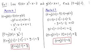 Math10150 Lesson 2 - Operations on functions