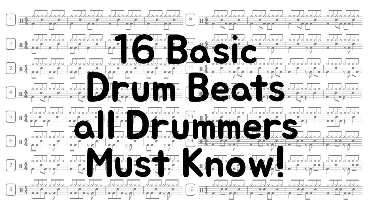 16 Basic Drum Beats All Drummers Must Know! | Beginner Drum Beats - YouTube