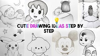 Very Very Easy Cute 🥰 Girl Drawing | How to draw A cute girl step by step | #pencildrawing #drawing