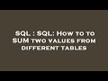 SQL : SQL: How to to SUM two values from different tables