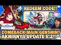 REDEEM CODE!! COMEBACK MAIN GENSHIN IMPACT 5.2?!! 🤔 | Genshin Impact