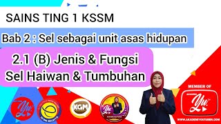 SAINS TING 1 KSSM. Bab 2 / 2.1 (B)Jenis & Fungsi Sel Haiwan & Tumbuhan