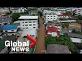 Myanmar dam breach triggers floods in northern Thailand, drone footage shows