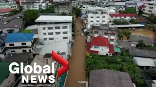 Myanmar dam breach triggers floods in northern Thailand, drone footage shows