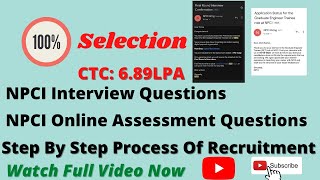 NPCI Interview Preparation / NPCI Online Assessment Questions / Step By Step Process Of Recruitment