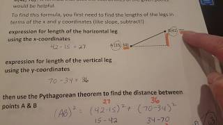 Connecting Pythagorean theorem to the distance formula