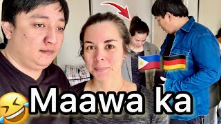 Makukulong 🤣 nagmakaawa huwag itapon mga gamit  😂 walang pera 😅 Filipino German Family