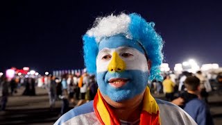 Fans react to Argentina win over Netherlands outside Lusail Stadium in World Cup