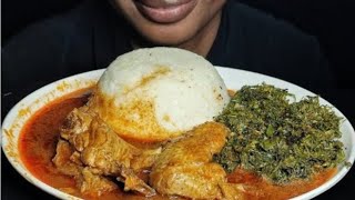 ASMR MUKBANG EATING UGALI SPINACH AND CHICKEN STEW