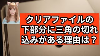 【毎日更新・ねこるんの雑学教室】その129　明日だれかに話したくなる雑学を毎日クイズでご紹介。「理由を説明せよ！」という問題が中心です。＃雑学　#理由を述べよ　#クリアファイル　#三角　#切れ込み