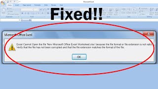 Excel Cannot Open the file 'New Microsoft Office Excel Worksheet....format of the file.