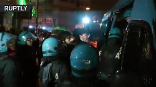 77- News- Italian anti fascist activists clash with police in Italy