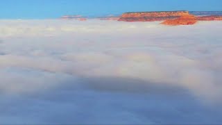 Rare weather phenomenon causes fog to fill Grand Canyon