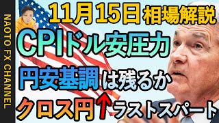 【FX相場解説/11月15日】ドル円、ユーロドル、ポンド円環境認識｜米PPIと小売売上高、ドル調整