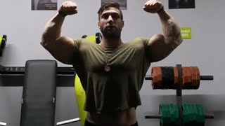 Bodybuilder flexing in the gym