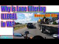 Why is lane filtering illegal in Virginia