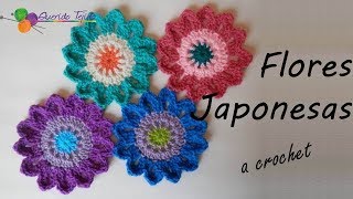 Flores Japonesas a crochet - How to crochet Japanese Flowers ENGLISH SUB