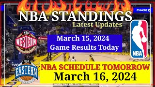 NBA STANDINGS TODAY as of March 15, 2024 | GAME RESULTS TODAY | NBA SCHEDULE Mar