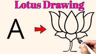 Kamal Ka Chitra Kaise Banaya Jata Hai | How To Draw Lotus From Letter A