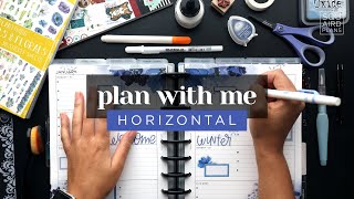 PLAN WITH ME :: DECORATING A HORIZONTAL LAYOUT IN A CLASSIC HAPPY PLANNER :: WINTER BLUES