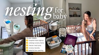 NEST WITH ME🍼✨clean and organize, baby laundry, babylist box opening, freezer meal prep, and more