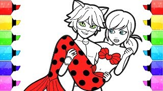 Miraculous Ladybug Coloring Pages Mermaid | How to Draw and Color Ladybug Sereia Mermaid Cat Noir