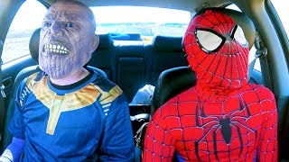 Superheroes Dancing in Car | Spiderman & Thanos | Funny Movie in Real Life