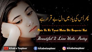 Heart Touching Poetry | Urdu 2 Line Poetry | Hindi Sad Love Poetry |Urdu Poetry|2 Line poetry part 2