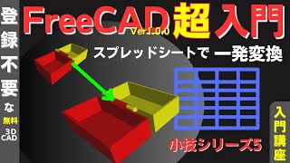 FreeCADの使い方 ：3Dプリント出来る開閉可能な小箱でスプレッドシートワークベンチを利用して大きさを簡単に変更できる Small Box を設計する。