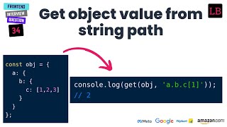 Get Object Value From String Path | JavaScript Interview Question - 34 | Learnersbucket