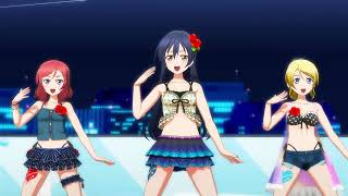 【LoveLive!スクフェスACHM】「soldier game」絵里＆真姫＆海未（水着風衣装）60fps WQHD 2K1440p