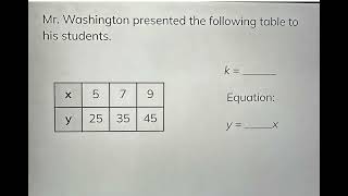 CONSTANT OF VARIATION FROM A TABLE