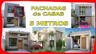 💥 FACHADAS de CASAS MODERNAS PEQUEÑAS de 5 Metros de Frente ( Ideas  y PLANOS)