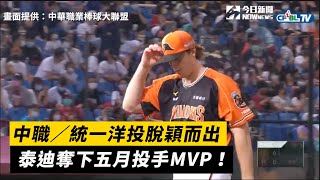 中職／統一洋投脫穎而出　泰迪奪下五月投手MVP