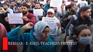 Rebhar- E-Khel Teachers Protest For Shortening Probation Period