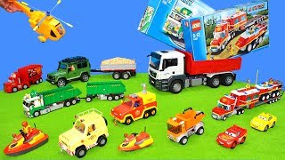 Fireman Sam Engine, Lego Trucks & Train, Bruder Excavator, Duplo Vehicles Unboxing Cars for Kids